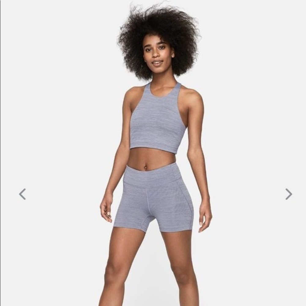 Outdoor Voices Set - TechSweat Crop & TechSweat Biker Short - Small - Storm Grey